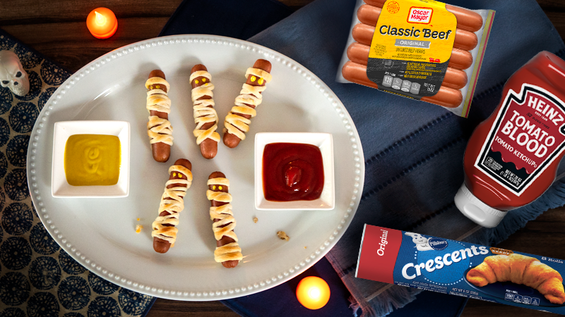 Oscar Mayer Classic Beef, Heinz Tomato Blood, Crescents