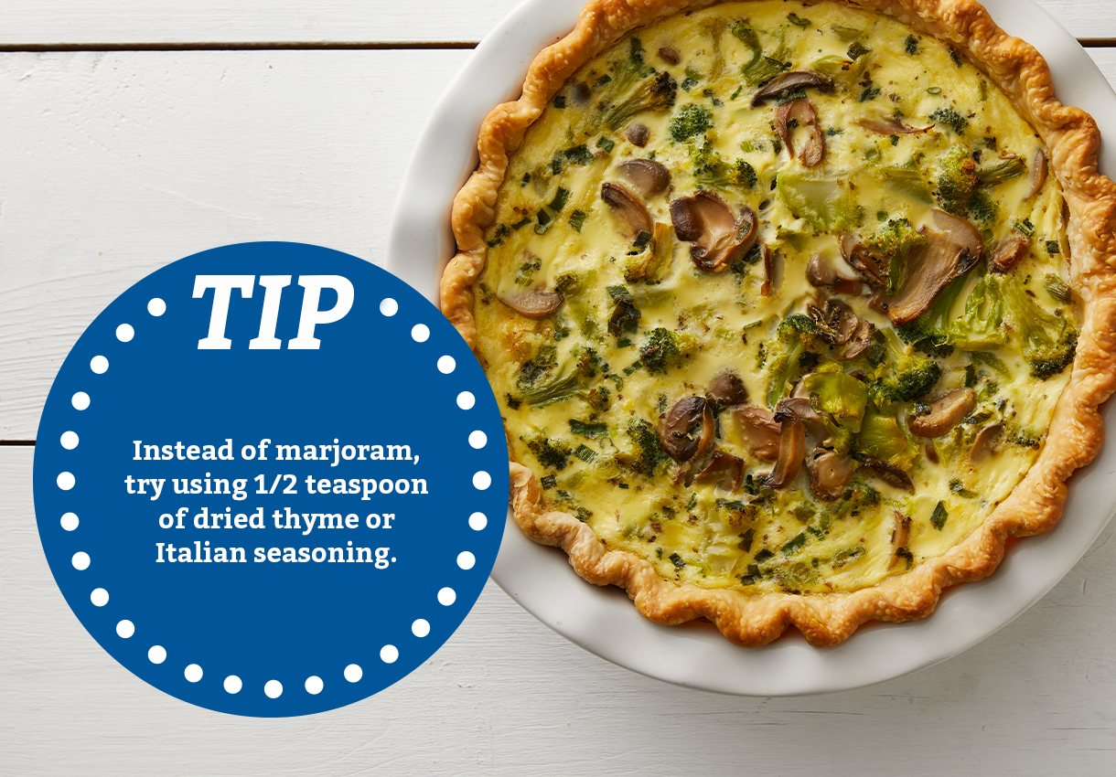 TIP Instead of using marjoram, try using 1/2 teaspoon of dried thyme or Italian seasoning