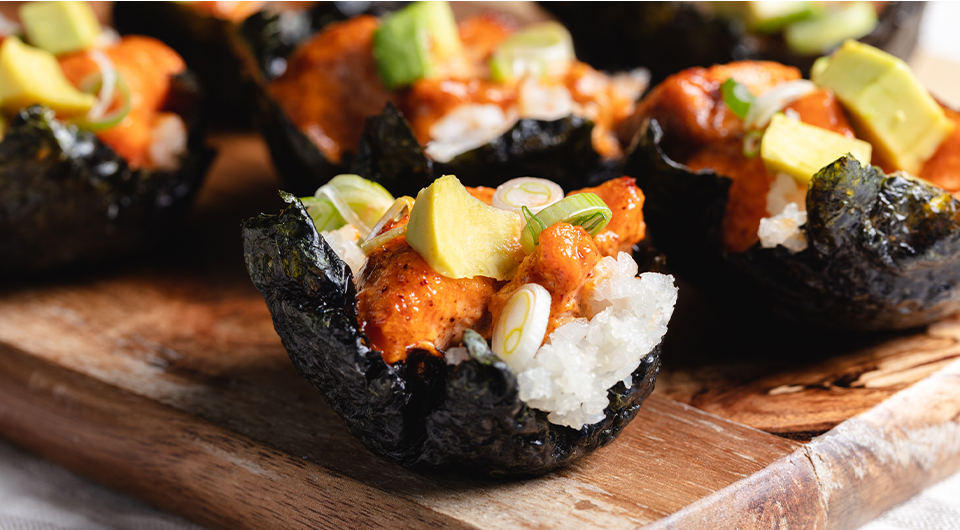 Baked Salmon Sushi Cups