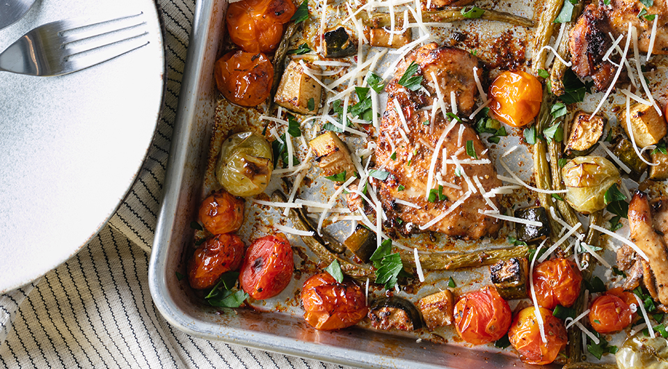 Sheet-Pan Tuscan Chicken & Veggies