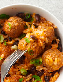 Cheesy Enchilada Meatball Casserole