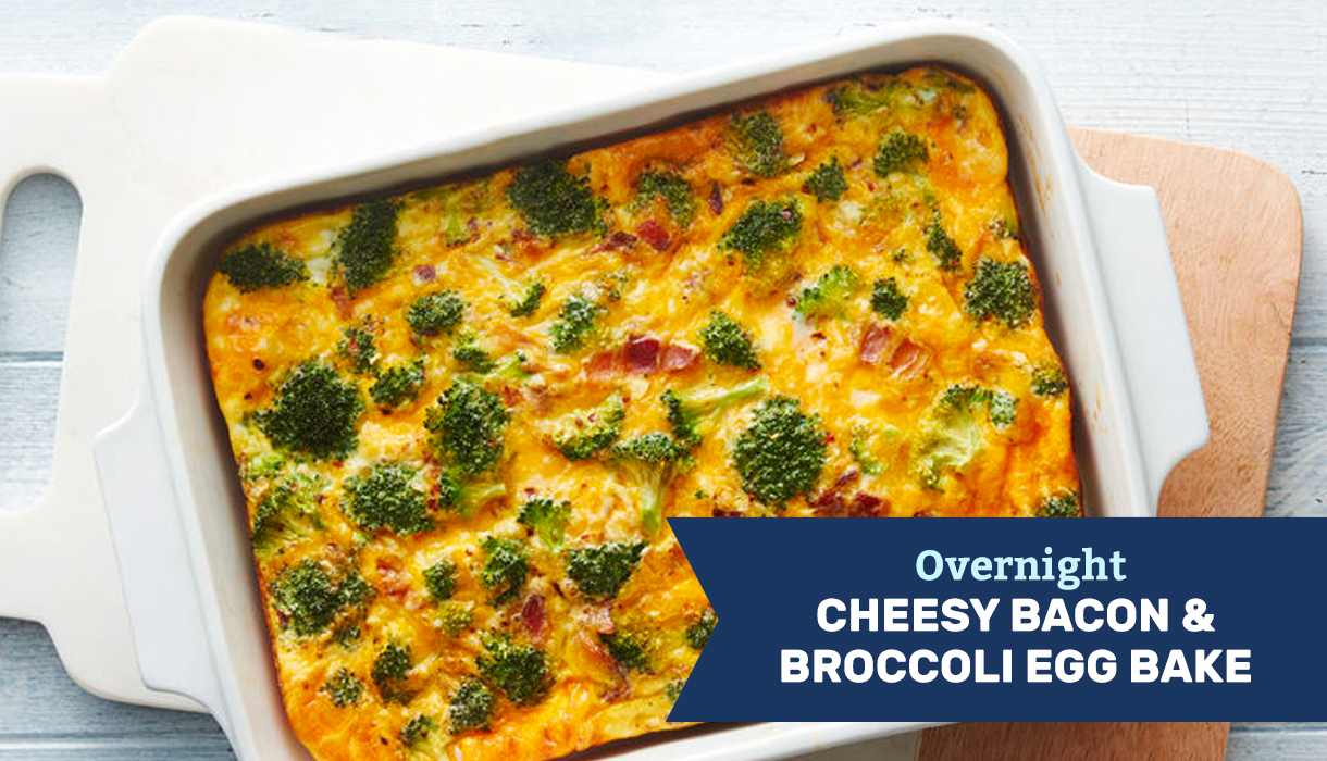 Overnight Cheesy Bacon & Broccoli Egg Bake