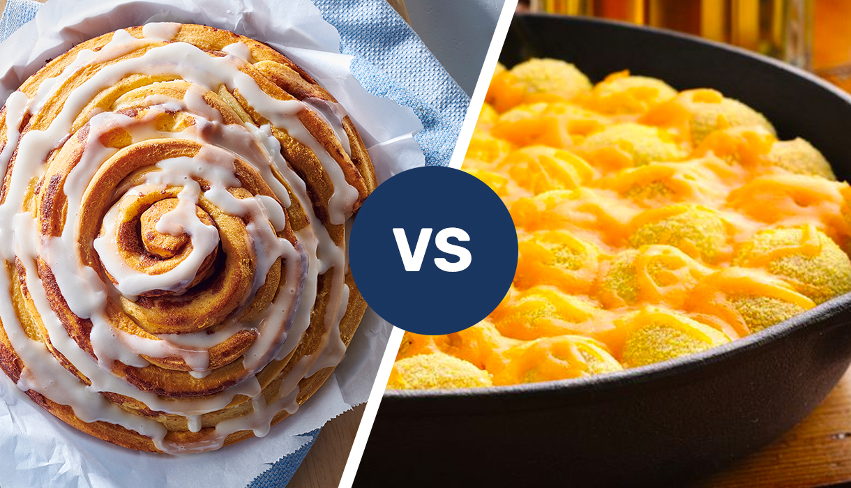 Giant Cinnamon Roll vs Cheesy Jalapeño Popper Monkey Bread