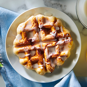 Cinnamon Roll Waffles With Cream Cheese Glaze