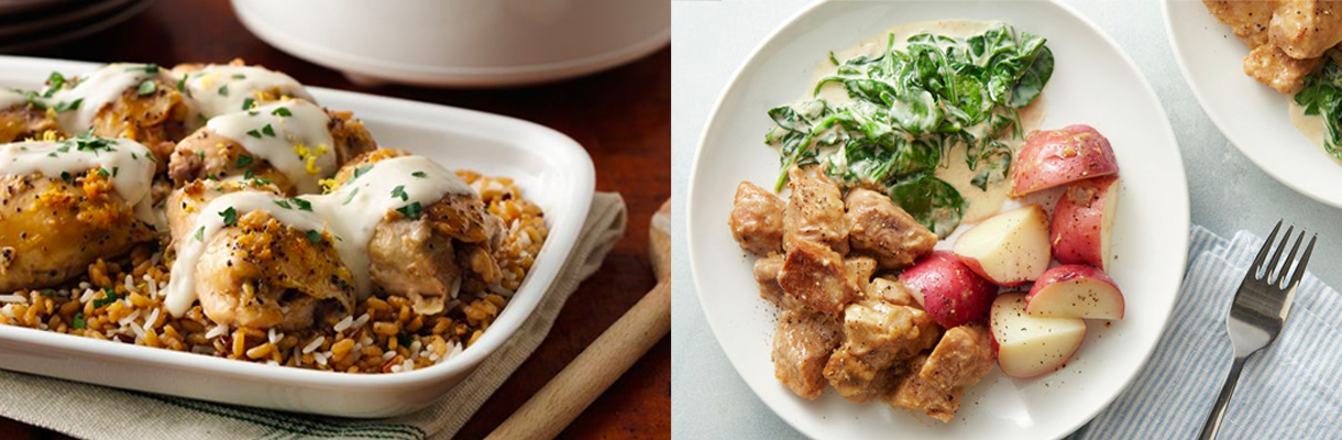 Lemon Butter Chicken; Pork Chops with Apple Butter and Potatoes
