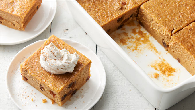 Pumpkin Bread Pudding with Ginger Cream