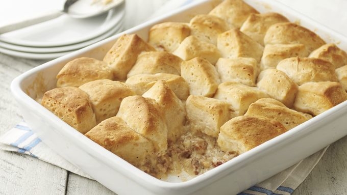 Sausage Biscuits and Gravy Casserole