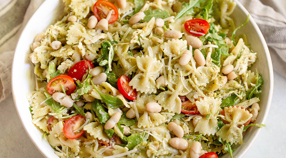 Chicken and White Bean Pesto Pasta Salad