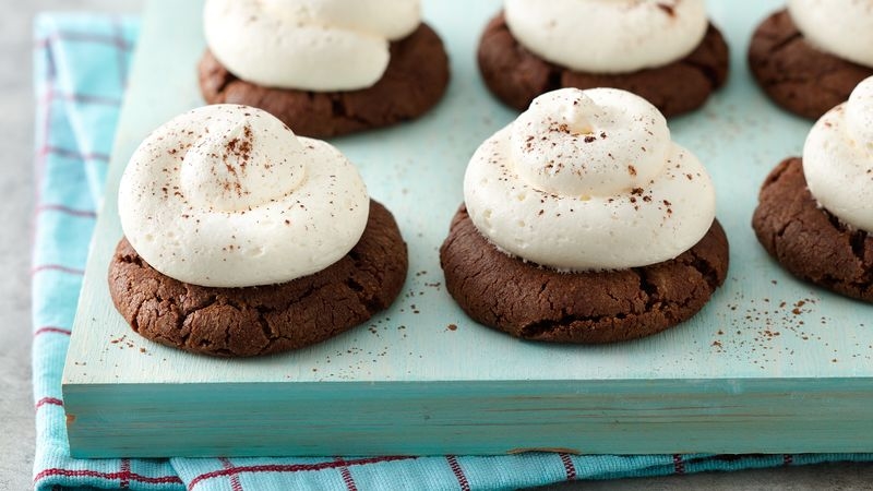 Hot Chocolate Crinkle Cookies with Marshmallow Frosting »