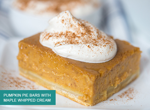 Pumpkin Pie Bars with Maple Whipped Cream