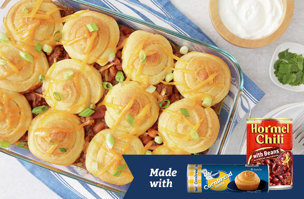 Beef Chili Cornbread Bake
