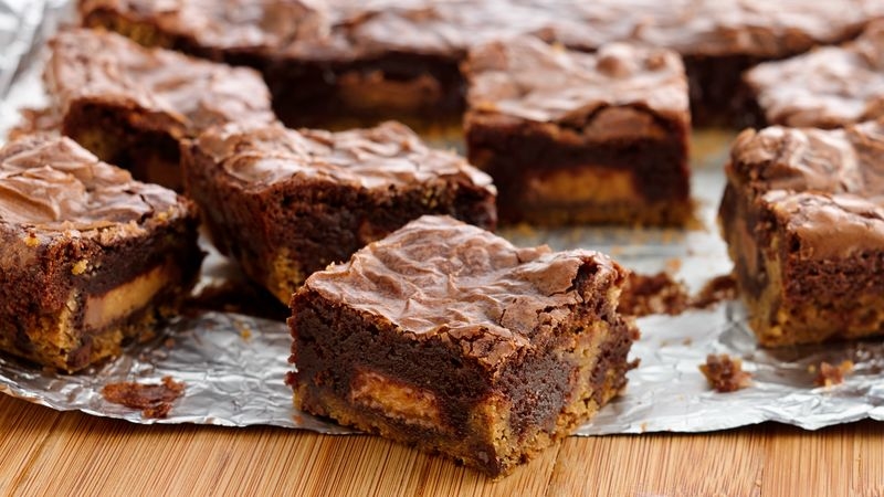 Peanut Butter Cup Cookie Dough Brownies