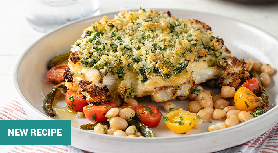 Cauliflower Steak With Beans & Tomatoes