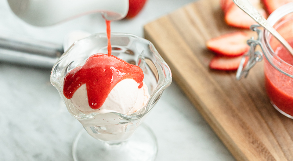 Strawberry Frozen Custard & Strawberry Sauce