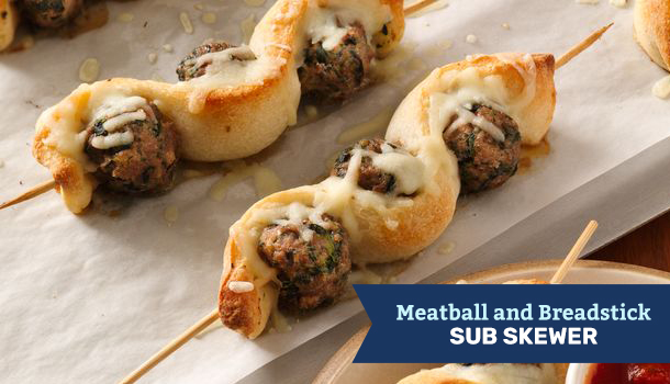 Meatball and Breadstick Sub Skewer