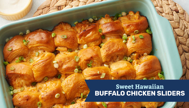 Sweet Hawaiian Buffalo Chicken Sliders