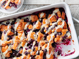 Blueberry-Lemon Cinnamon Roll Breakfast Bake