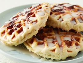 Cinnamon Roll Waffles with Cream Cheese Glaze