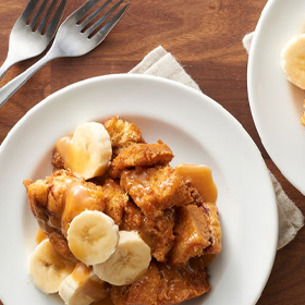 Slow-Cooker Salted Caramel-Banana Cinnamon Roll Casserole