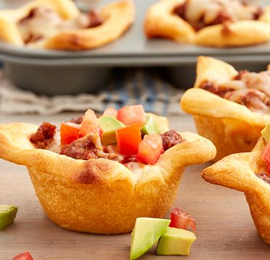 5-Ingredient Cheesy Beef Enchilada Crescent Cups