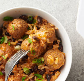Cheesy Enchilada Meatball Casserole
