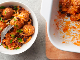 Cheesy Enchilada Meatball Casserole