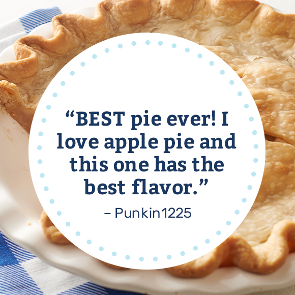 BEST pie ever! I love apple pie and this one has the best flavor. -Punkin1225