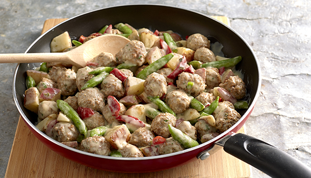 Creamy Meatball and Garden Vegetable Skillet