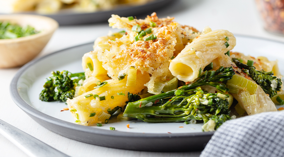 Creamy Broccolini Rigatoni Hotdish