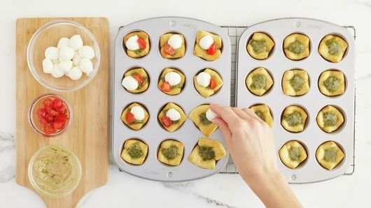 Mozzarella and Pesto Crescent Mini Tarts