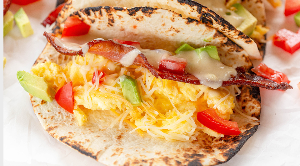 Green Chile Bacon Breakfast Tacos