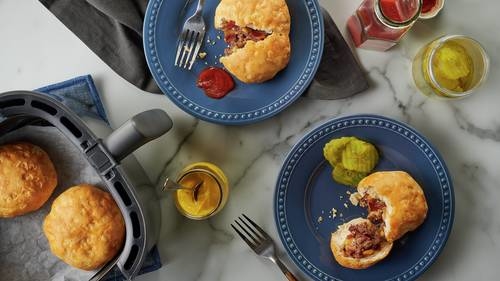 Skillet Queso Dip with Taco Biscuit Bombs