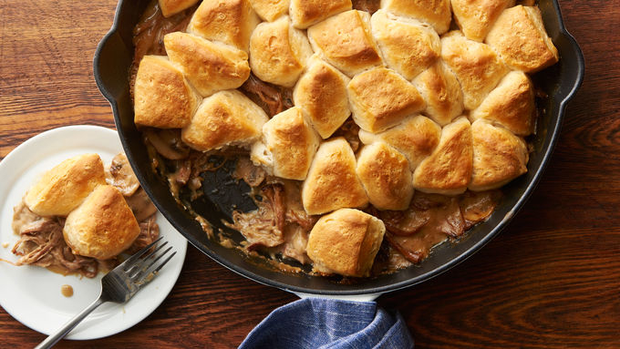 Skillet Brisket and Biscuit Pot Pie