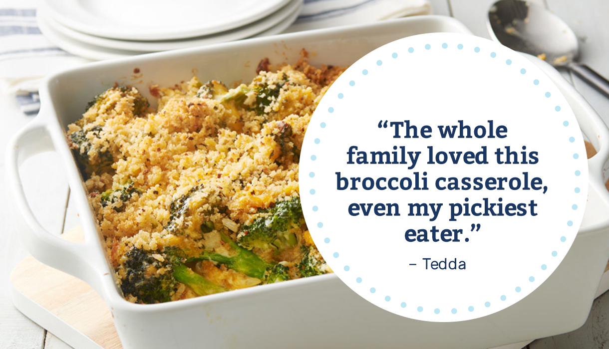 The whole family loved this broccoli casserole, even my pickiest eater. – Tedda