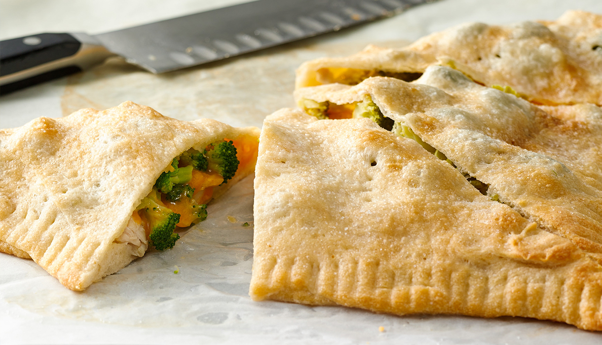 Family-Style Chicken Broccoli Cheddar Calzones